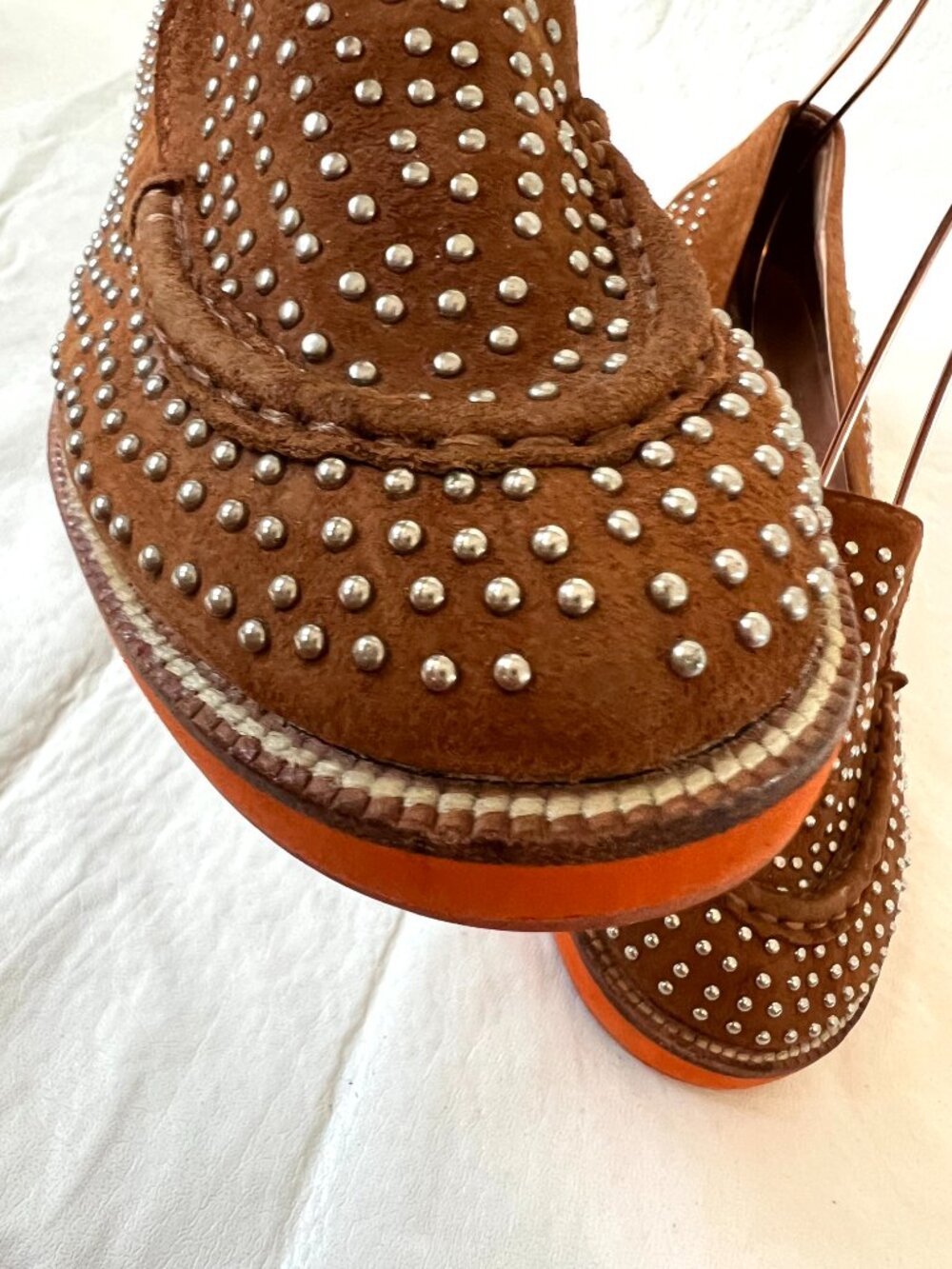 Jeffrey Campbell shoes Dorm size 8 womens   brown suede studded orange moc - Picture 11 of 14